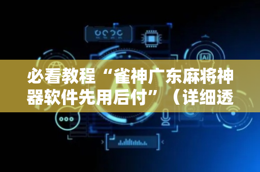 必看教程“雀神广东麻将神器软件先用后付”（详细透视教程）-哔哩哔哩