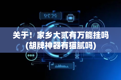 关于！家乡大贰有万能挂吗(胡牌神器有猫腻吗)