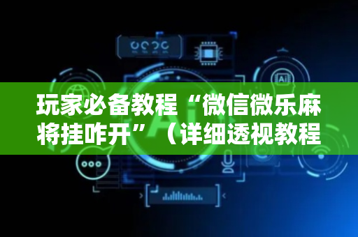 玩家必备教程“微信微乐麻将挂咋开”（详细透视教程）-哔哩哔哩