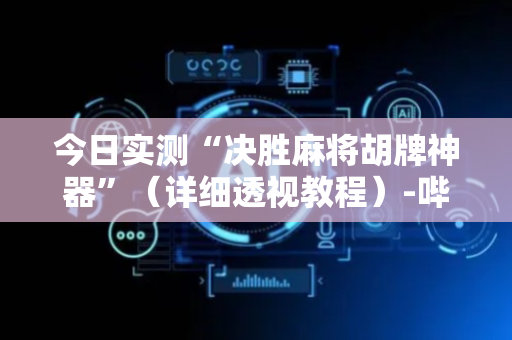 今日实测“决胜麻将胡牌神器”（详细透视教程）-哔哩哔哩