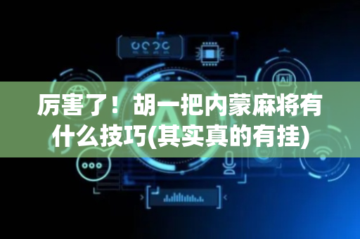 厉害了！胡一把内蒙麻将有什么技巧(其实真的有挂)