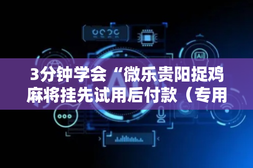 3分钟学会“微乐贵阳捉鸡麻将挂先试用后付款（专用辅牌神器免安装）