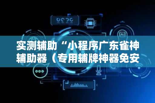 实测辅助“小程序广东雀神辅助器（专用辅牌神器免安装）