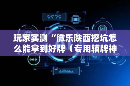 玩家实测“微乐陕西挖坑怎么能拿到好牌（专用辅牌神器免安装）