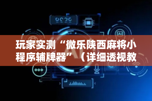 玩家实测“微乐陕西麻将小程序辅牌器”（详细透视教程）-哔哩哔哩