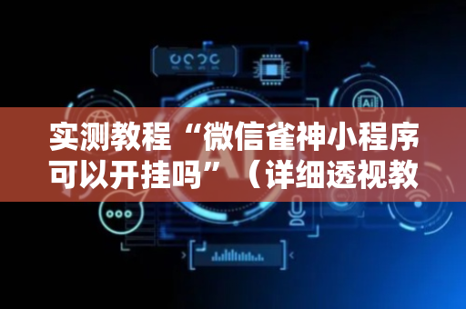 实测教程“微信雀神小程序可以开挂吗”（详细透视教程）-哔哩哔哩