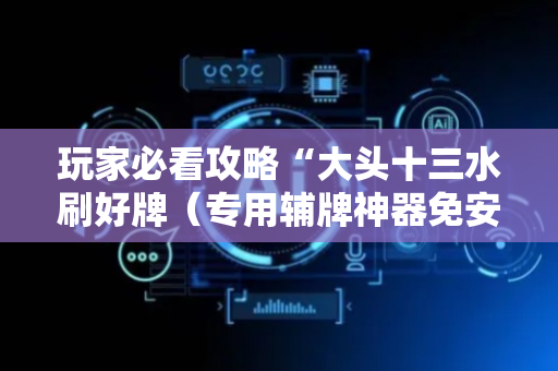 玩家必看攻略“大头十三水刷好牌（专用辅牌神器免安装）