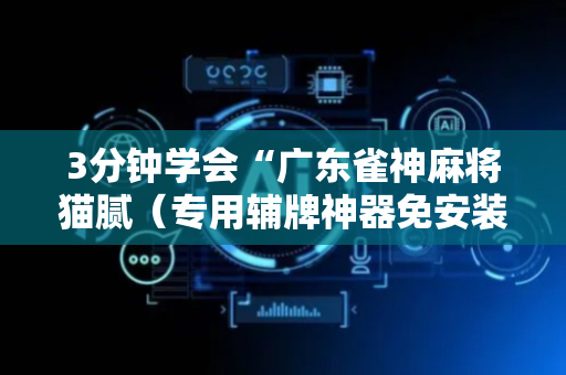3分钟学会“广东雀神麻将猫腻（专用辅牌神器免安装）