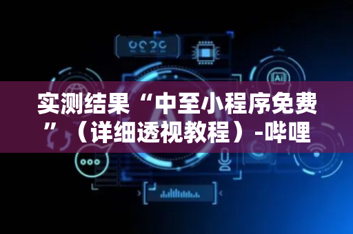 实测结果“中至小程序免费”（详细透视教程）-哔哩哔哩