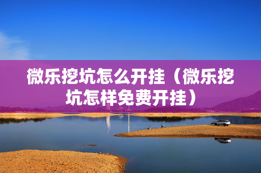微乐挖坑怎么开挂（微乐挖坑怎样免费开挂）