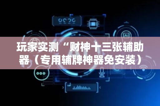 玩家实测“财神十三张辅助器（专用辅牌神器免安装）