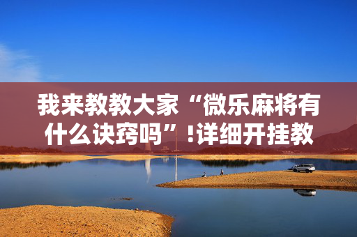 我来教教大家“微乐麻将有什么诀窍吗”!详细开挂教程-抖音
