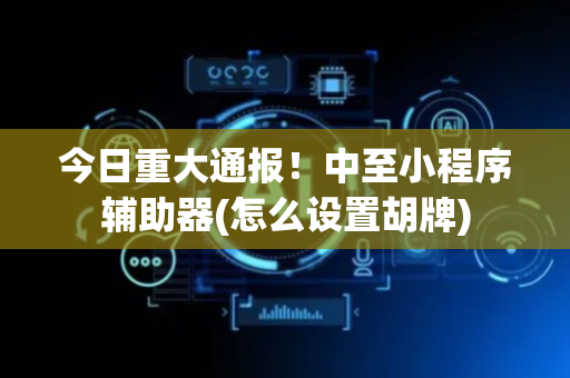 今日重大通报！中至小程序辅助器(怎么设置胡牌)
