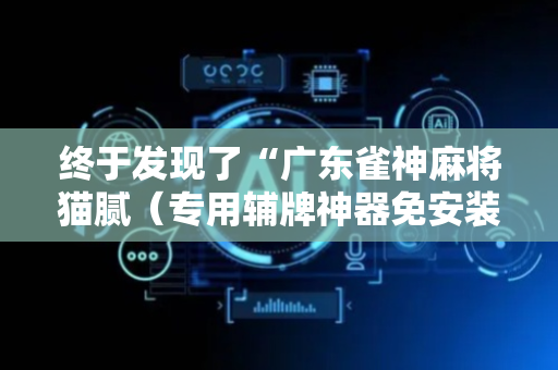 终于发现了“广东雀神麻将猫腻（专用辅牌神器免安装）