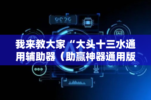 我来教大家“大头十三水通用辅助器（助赢神器通用版）