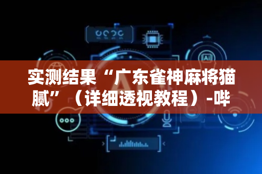 实测结果“广东雀神麻将猫腻”（详细透视教程）-哔哩哔哩