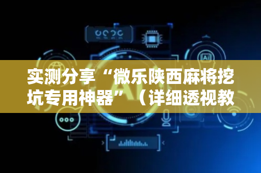 实测分享“微乐陕西麻将挖坑专用神器”（详细透视教程）-哔哩哔哩