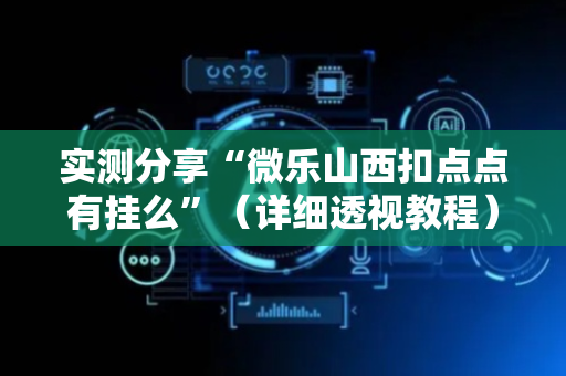 实测分享“微乐山西扣点点有挂么”（详细透视教程）-哔哩哔哩