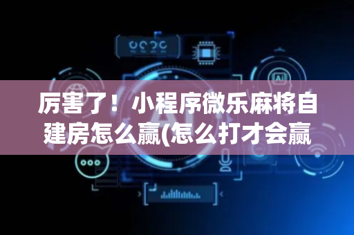 厉害了！小程序微乐麻将自建房怎么赢(怎么打才会赢)