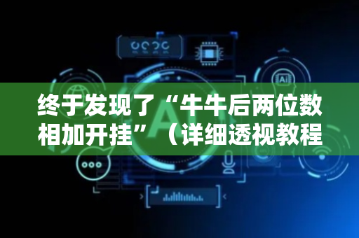 终于发现了“牛牛后两位数相加开挂”（详细透视教程）-哔哩哔哩