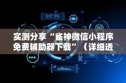 实测分享“雀神微信小程序免费辅助器下载”（详细透视教程）-哔哩哔哩