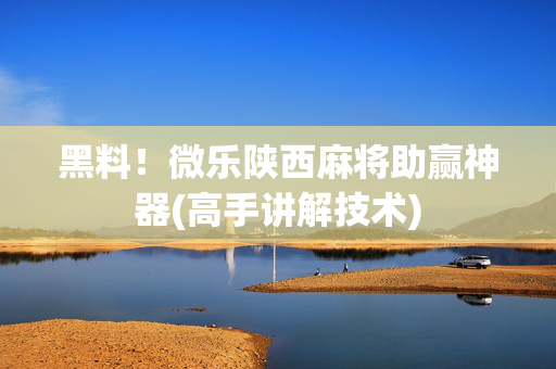 黑料！微乐陕西麻将助赢神器(高手讲解技术)