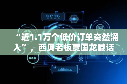 “近1.1万个低价订单突然涌入”，西贝老板贾国龙喊话：疯狂！完全被裹挟，请外卖平台把定价权还给商家