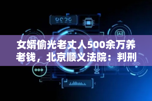 女婿偷光老丈人500余万养老钱，北京顺义法院：判刑12年！