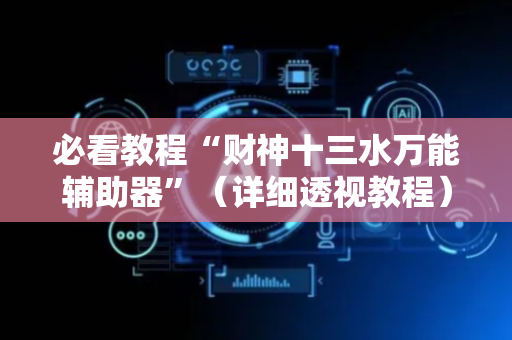 必看教程“财神十三水万能辅助器”（详细透视教程）-哔哩哔哩