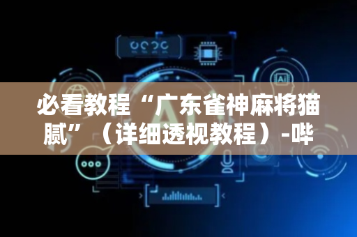 必看教程“广东雀神麻将猫腻”（详细透视教程）-哔哩哔哩