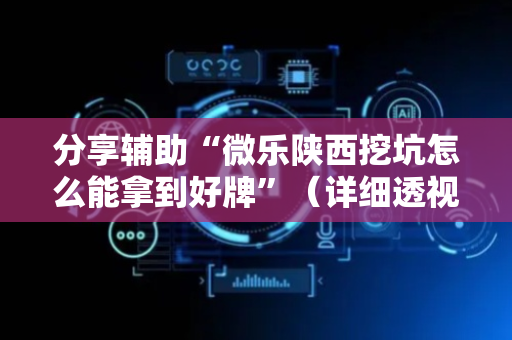 分享辅助“微乐陕西挖坑怎么能拿到好牌”（详细透视教程）-哔哩哔哩