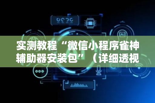 实测教程“微信小程序雀神辅助器安装包”（详细透视教程）-哔哩哔哩