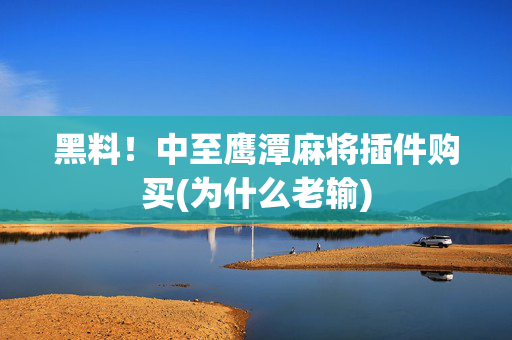 黑料！中至鹰潭麻将插件购买(为什么老输)