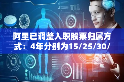 阿里已调整入职股票归属方式：4年分别为15/25/30/30