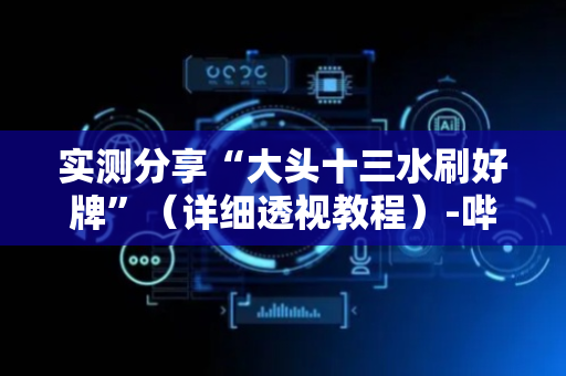 实测分享“大头十三水刷好牌”（详细透视教程）-哔哩哔哩