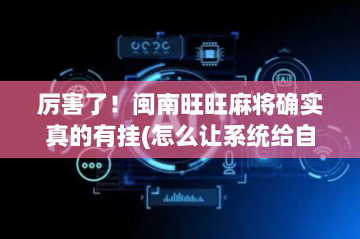 厉害了！闽南旺旺麻将确实真的有挂(怎么让系统给自己好牌)
