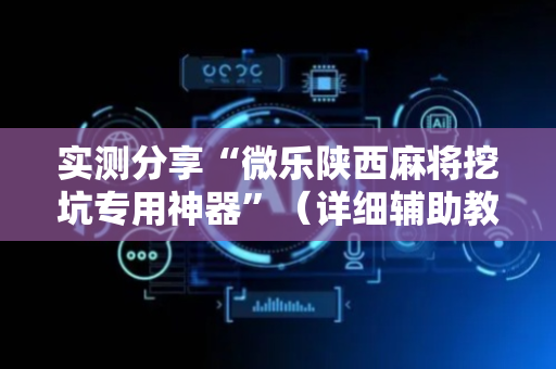 实测分享“微乐陕西麻将挖坑专用神器”（详细辅助教程）-哔哩哔哩