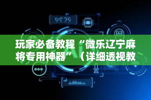 玩家必备教程“微乐辽宁麻将专用神器”（详细透视教程）-哔哩哔哩