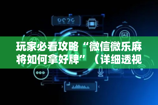玩家必看攻略“微信微乐麻将如何拿好牌”（详细透视教程）-哔哩哔哩
