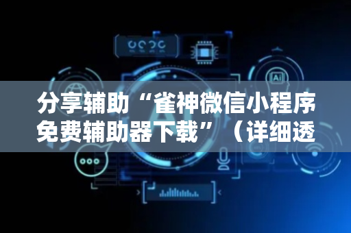 分享辅助“雀神微信小程序免费辅助器下载”（详细透视教程）-哔哩哔哩