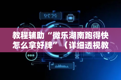 教程辅助“微乐湖南跑得快怎么拿好牌”（详细透视教程）-哔哩哔哩