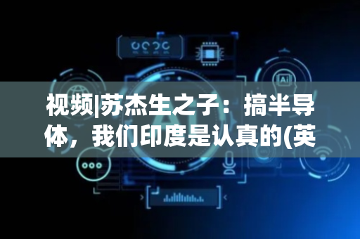 视频|苏杰生之子：搞半导体，我们印度是认真的(英语中字）