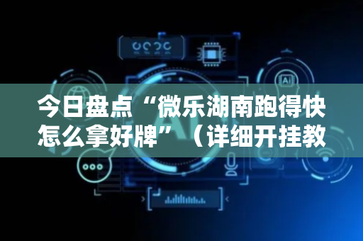 今日盘点“微乐湖南跑得快怎么拿好牌”（详细开挂教程）-哔哩哔哩