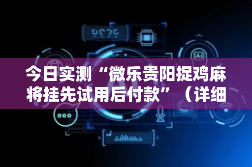 今日实测“微乐贵阳捉鸡麻将挂先试用后付款”（详细辅助教程）-哔哩哔哩