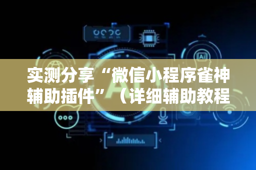 实测分享“微信小程序雀神辅助插件”（详细辅助教程）-哔哩哔哩