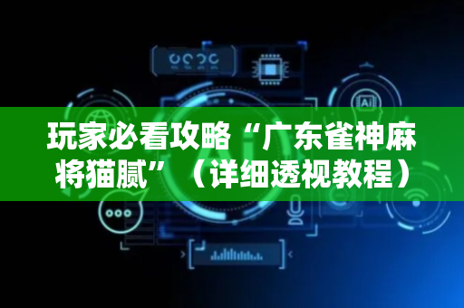 玩家必看攻略“广东雀神麻将猫腻”（详细透视教程）-哔哩哔哩