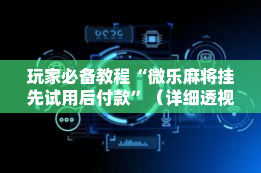 玩家必备教程“微乐麻将挂先试用后付款”（详细透视教程）-哔哩哔哩