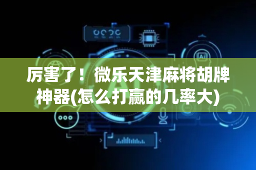厉害了！微乐天津麻将胡牌神器(怎么打赢的几率大)