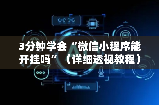 3分钟学会“微信小程序能开挂吗”（详细透视教程）-哔哩哔哩