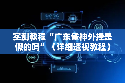 实测教程“广东雀神外挂是假的吗”（详细透视教程）-哔哩哔哩